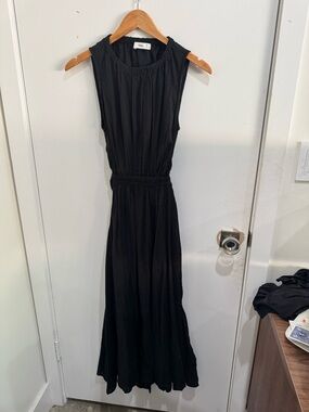 Mango Black Sleeveless Elastic-Waist Maxi Dress